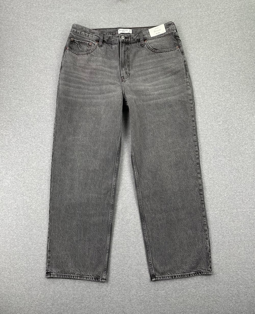 Abercrombie & Fitch High Rise Loose Jeans Womens 33 / 16 Dark Gray Baggy Denim